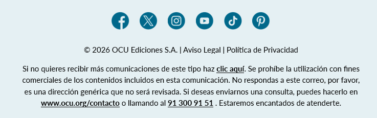 Pie del correo simulado: redes sociales y aviso legal